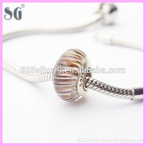 new products 2016 fashion jewelry china glass bead fancy 925 silver charms hollow glass beads